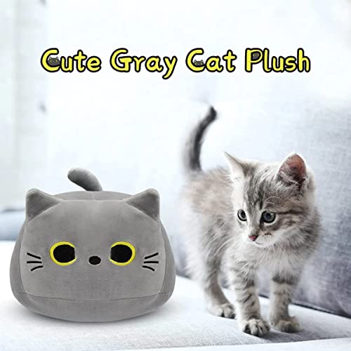 Image of 3D Grey Cat Plush Toy Pillow, Cute Animal Cat-Shaped Stuffed Pillow Cushion Great Gifts /Gifted for Birthday, Valentine's Day, Christmas to Give Girlfriend，Children and Kids