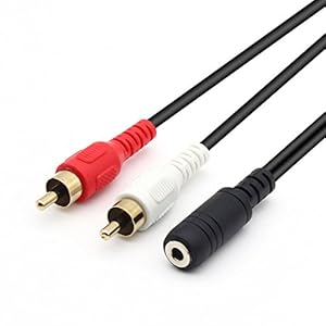 QiCheng&LYS 3,5 mm naar RCA-audiokabel, verguld 3,5 mm vrouwelijk naar 2RCA mannelijk stereo Y-splitter audiokabel voor smartphones, MP3, tablets, luidsprekers, thuisbioscoop (3.5 Vrouw tot 2RCA 30cm)