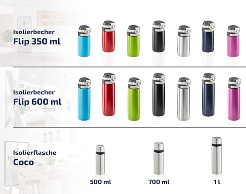 Leifheit Termo Coco (0,75 L), termo para café 100% hermético con recipiente aislante de acero de doble pared, botella térmica con tapa que puede usarse como vaso. - imagen 3