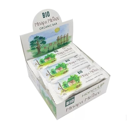 HoneyUP Barritas Ecológicas de Miel con Almendras y Pasas – Snack Saludable 100% Natural y Griego – Ricas en Proteínas, sin Gluten – Caja 9 x 40 g (Total: 360 g)
