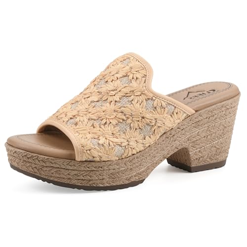 Cliffs by White Mountain Women's Cushioned Bizzie Platform Sandal, Mustard Fabric, 6 M by CLIFFS BY WHITE MOUNTAIN - Used condition - US$32.60