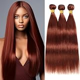 Color 33 Human Hair Bundles Copper Red Brown Straight Bundles 14 16 18 inch Double Weft Auburn Brown Human Hair Weave Unprocessed Brazilian Virgin Hair Extensions