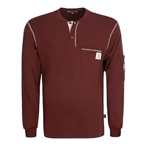 BOCOMAL FR Shirts Flame Resistant Shirts FR T Shirt NFPA2112/CAT2 7oz Men’s Long Sleeve Fire Retardant Henley Shirts