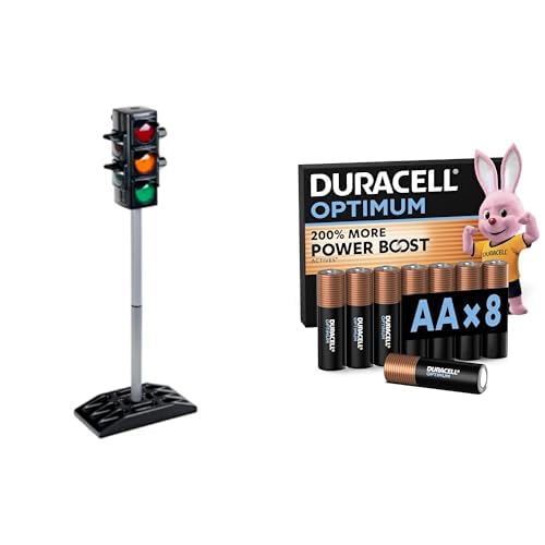 Theo Klein Ampel, manuell/automatisch, batteriebetrieben, 3+ Jahre, & Duracell Optimum AA 8 Stück, Power Boost
