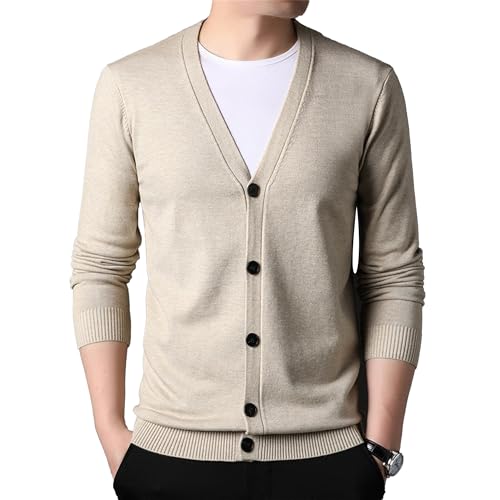 Mens Slim Fit Lightweight V Neck Cardigan Sweater Male Button Down Fall Knitted Sweaters Long Sleeve Men Cardigans