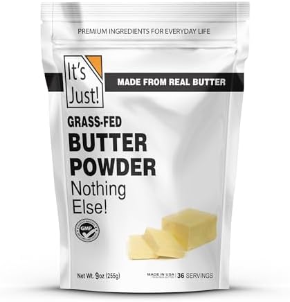 It's Just - Grass-Fed Butter Powder, Made from Real Butter, Shelf Stable, Just Add Water, Made in USA, 9oz