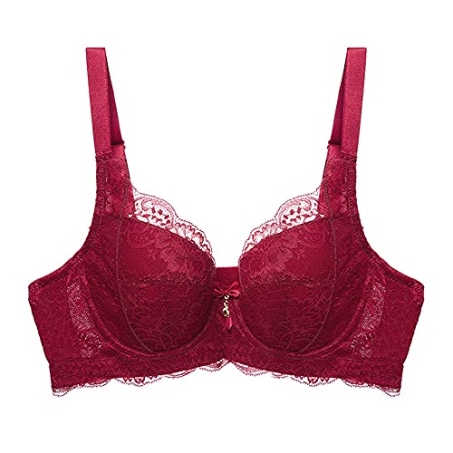 Soutien-gorge à armatures non rembourré en dentelle florale rouge grand confort