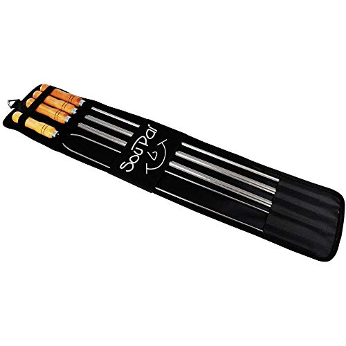 Conjunto Churrasco Porta Espetos Bordado Sou Pai C/ 4 Espetos