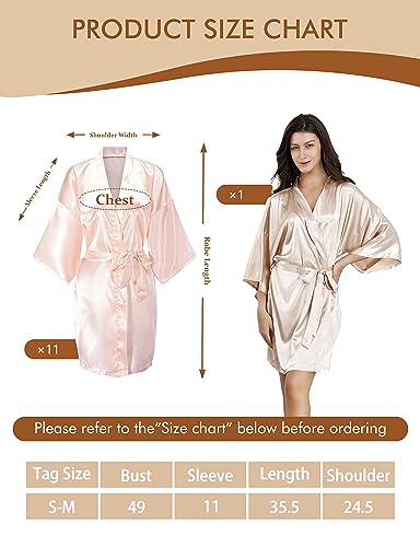 Image of EPLAZA 7Pcs Bride Bridesmaid Robe Set women satin robe Wedding Bridal Party | Soft Satin Silk, Short Sleeve, Lightweight breathable, Fits 100-150lbs, Gifts for wedding day bachelor party