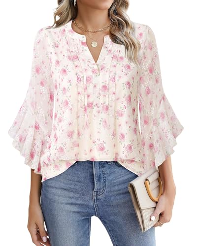 Timeson Women's 3/4 Sleeve Tops Dressy Casual Business Work Blous...