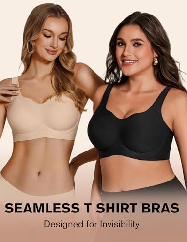 Showyoo Wireless Bras for Women Push Up Jelly Bra Full Coverage Seamless Minimizer Bralettes Black — view 6
