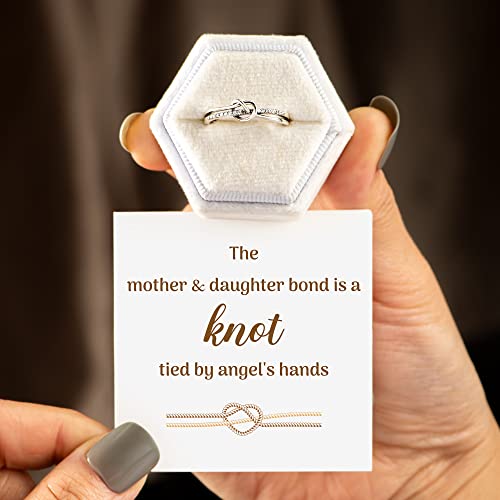 Story Jewellery Mothers Day Gifts From Daughter, The Mother&Daughter Bond Is A Knot Tied By Angel's Hands Ring, Mother Daughter Ring, Ring For Mom From Daughter, 925 Sterling Silver Heart Bond Ring07 #TOP1