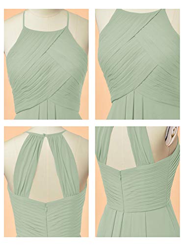 Alicepub Halter Chiffon Bridesmaid Dress Short Cocktail Formal Dresses For Women Party, Sage Green, Us14 #TOP3