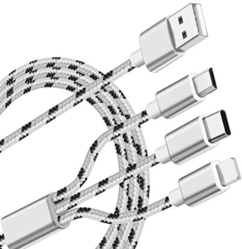 [3pack 2ft] Multi Charging Cable, Short Multi Charger Cable Nylon Braided Universal 3 in 1 Multiple USB Cable Charging Cord with Type-C, Micro USB SVEUC Compatible with Cell Phones Tablets and More