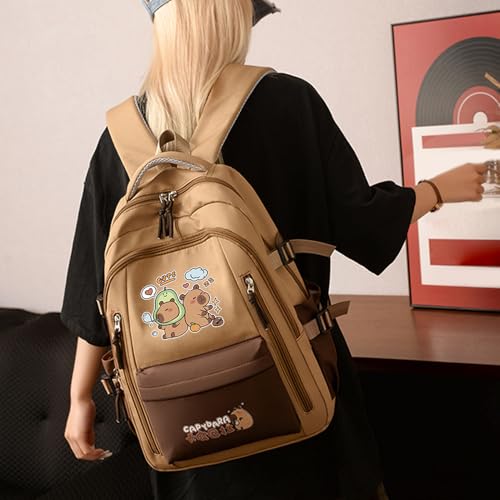 Sac à dos capybara scolaire avec trousse et cabas pour ordinateur