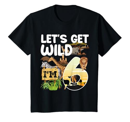 Kids 6 Year Old Zoo Birthday Safari Jungle Animal 6th B-Day T-Shirt