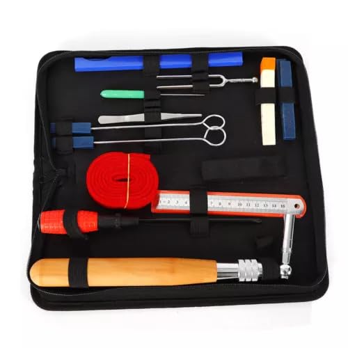 Juego de llaves de afinación de piano, accesorios y funda, 14 piezas, herramientas de sintonizador de piano, con diapasón de 440 Hz, para afinadores de piano, propietarios de piano, entusiastas de la