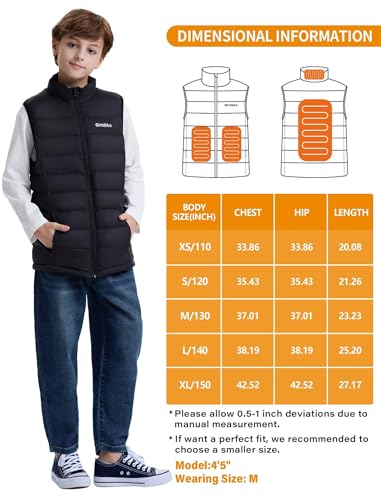 Image of Kids Heated Vest with Battery Pack - 7.4V Rechargeable Lightweight Heated Vest, Boys Girls Electric Heated Coat