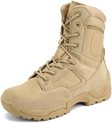 NORTIV 8 Men's Military Tactical Work Boots Side Zip Hiking Motorcycle Combat Bootie Sand Size 10.5 M US Response