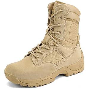 NORTIV 8 Men's Military Tactical Work Boots Hiking Side Zip 7.5 Wide Sand