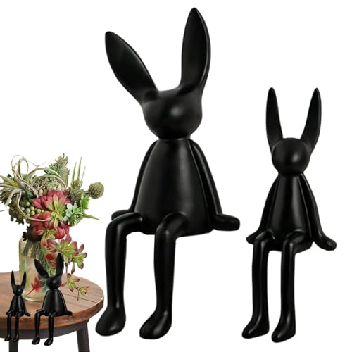 Decoración de Pascua para mesa: 2 figuras de conejo de cerámica Bexdug 2