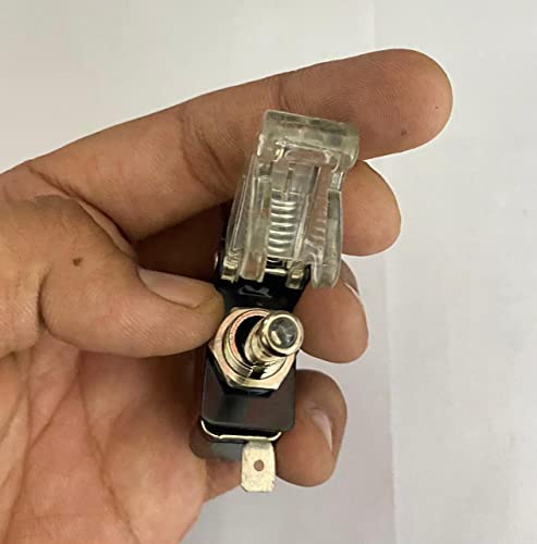 Image of TRANSPARENT Pilot TOGGLE Switch Togglle Swiitch WiD Aircraft Safety Cover Rocker Toggle Switch 12V 20A Car Auto Racing ON /Off LED Light Illuminated 3Pin for All Vehicles