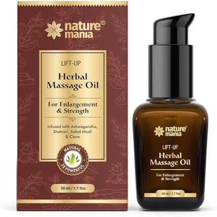 Original Nature Mania Lift-Up Herbal Massage Oil For Men with Ashwagandha, Shatawar & Loung | Non-Sticky, 100% Ayurvedic Intimacy Oil for Length, Thickness & Strength, Dr. Neha Recommended, 50ml