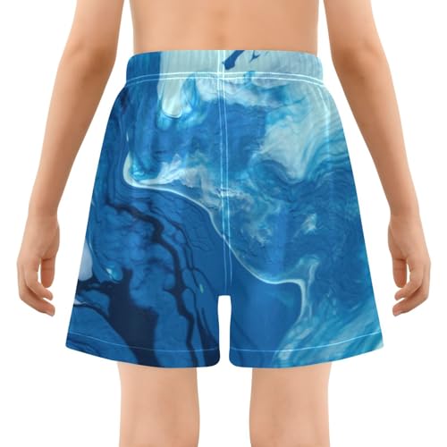 GuoChe Boys Beach Shorts Youth Quick Dry Basketball Shorts Compression Liner Green Blue Marble Texture3