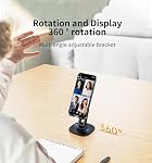 360 Degree Rotating Mobile Phone Holder,Fully Adjustable Foldable Desktop Phone Holder Stand Base,Foldable Desktop Cell Phone Stands for iPhone17 16 15 Pro Max Plus iPad Samsung (K69-Black)