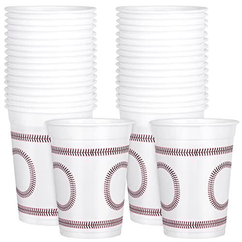 durony Lot de 36 gobelets en plastique pour fête sur le thème du baseball, 473,6 g, pour fournitures de fête d'anniversaire, décorations de fête de baseball, journée de jeu, réunions de famille Cover