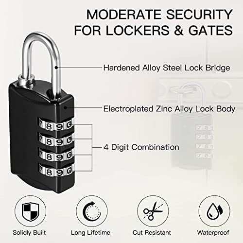 Moxweyeni 10 Pack 4 Digit Combination Lock Small Combo Locks Luggage Number Locks Outdoor Waterproof Padlock For Traveling Toolbox Black #TOP2