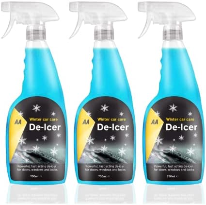 AA Car Essentials - Fast Acting De-icer - 3 x 750ml - Multi-pack - for car windows, door locks, latches, headlights