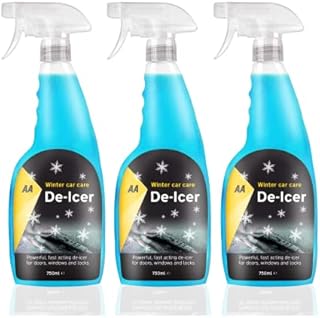 AA Car Essentials - Fast Acting De-icer - 3 x 750ml - Multi-pack - for car windows, door locks, latches, headlights