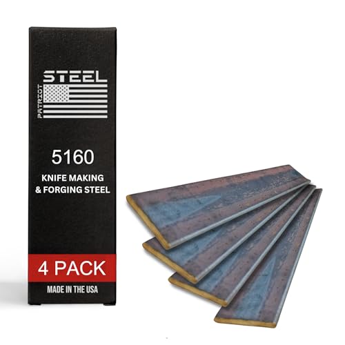 Patriot Steel 5160 High Carbon Knife Making & Forging Steel - Hot Rolled Steel for Knife Making Supplies - USA-Milled Excellence for Pros & Hobbyists - 1.25' wide, 0.25' thick, 12' long (4 PACK)