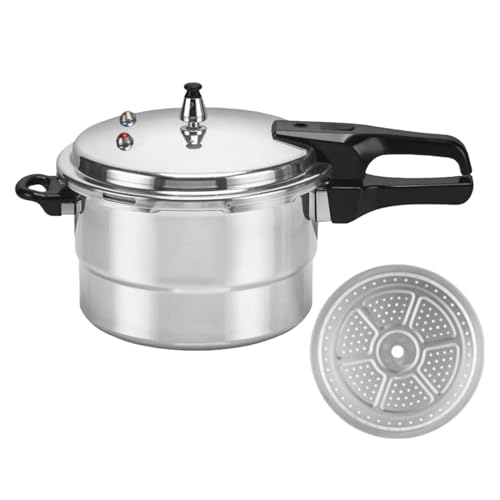 Alieux Bajo Presión, Cocina De Arroz 5L Con Inserto De Vapor, Olla De Cocción De Aluminio Para La Casa De Mariscos De Carne De Verduras
