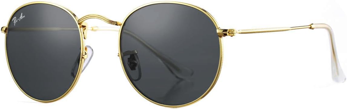 Pro Acme Polarized Round Sunglasses for Women Men Classic Retro Circle Metal Sun Glasses 50mm