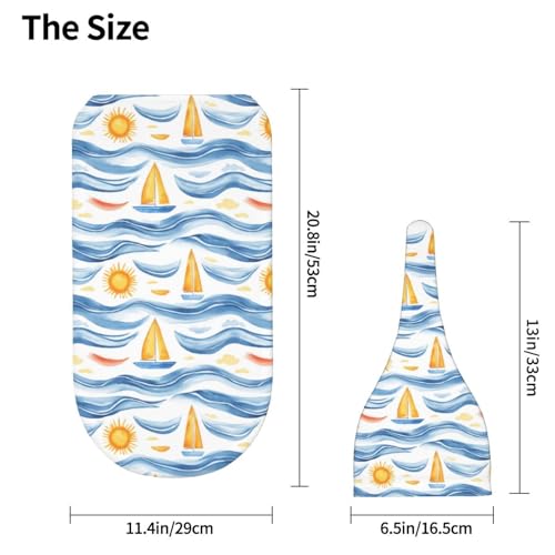 Image of Waves and Sail Boats Newborn Swaddle Blankets Hat Sets Soft Baby Receiving Blanket Swaddle Sack for Baby Shower Infant Boy Girl Gift
