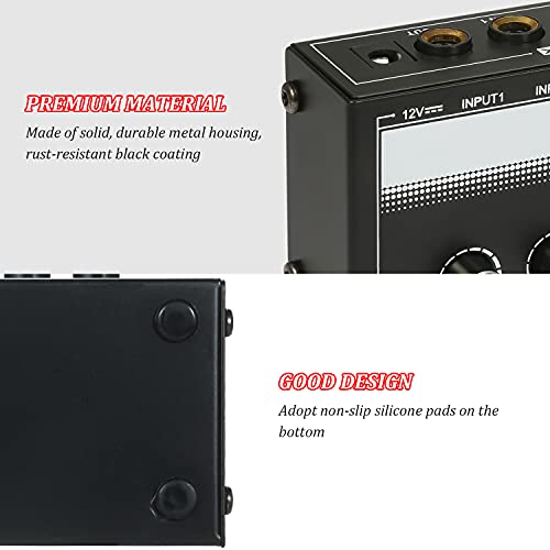 Tomshin MH400 Ultra Low-Noise 4-Channel Line Mixer Mini Audio Mixer com entradas TS de 1/4 de polega