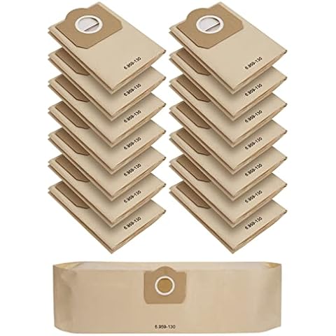 15 Stück Papierfilterbeutel für Kärcher 6.959-130.0, WD3 Staubsaugerbeutel Papier Filtertüten Beutel für WD3 1629 MV3 Premium A2201/2204/2504/2554/2251/2604 Staubsaugertüten Filterbeutel Paperbags Cover