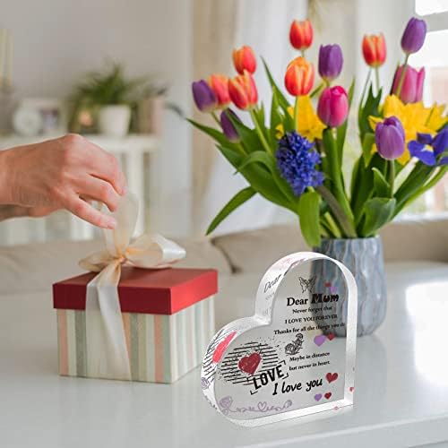 Gift for Mum, Mummy Birthday gift, Heart Acrylic Engraved Gift Table Ornament for mum, gift for Mother's day, Thanksgiving Presents Keepsake for mom