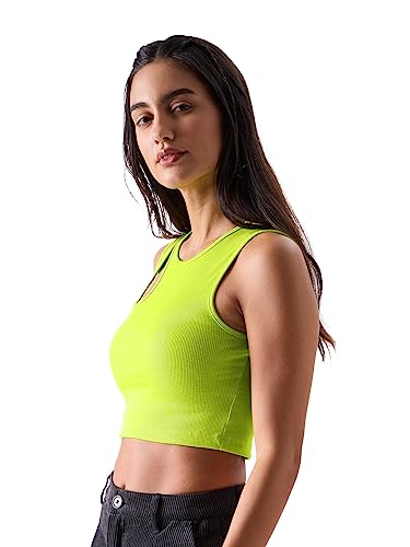 Image of The Souled Store Women and Girls Solid Sleeveless Round Neck Tank Top
