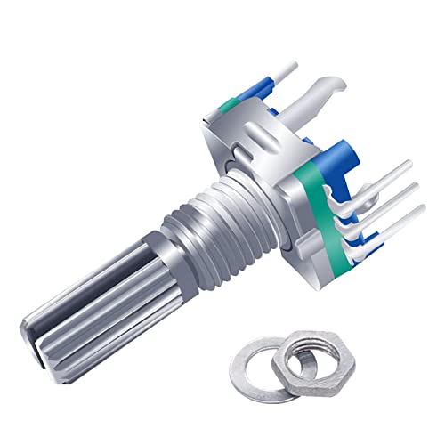 Taiss 5Pcs Rotary Encoder Switch Push Button Ec11 360 Degree 5 Pins 20 Detents Points Digital Potentiometer With Knob Cap #TOP2