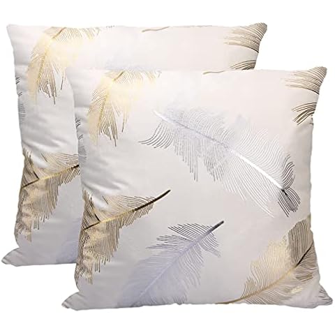 Idocolors Fundas de Almohada con Estampado de Plumas Cover