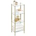 mDesign Estante de pie con 4 baldas – Estante de metal y cristal de diseño moderno – Compacta estantería decorativa para baño, despacho, dormitorio o salón – dorado latón y transparente