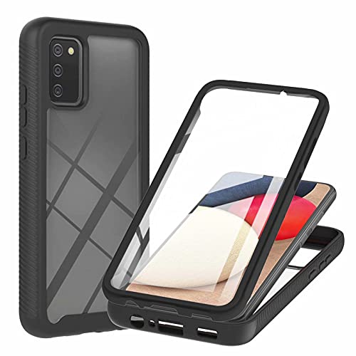 TTNAO Funda para Samsung Galaxy A02S Case,Resistente a los Arañazos Antichoque Bumper Cases Pet Material Carcasa 360 Grados Protección Case Práctica Protector de Pantalla Incorporado Cover -Negro Cover