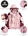 KUTOOK 3 IN 1 Winterjacke Damen Fleecejacke Lang Winter Jacke 3in1 Skijacke Wasserdicht Winddicht Funktionsjacke mit Kapuze Rosa L