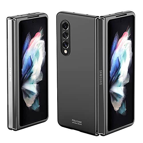 Vizvera Funda Samsung Galaxy Z Fold 3 5G, Textura Mate, Flip, Anticaída, Antiarañazos, Resistente Al Agua, Antihuellas, Delgada, Funda Samsung Galaxy Z Fold 3 2021-Negro Cover