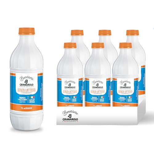 Granarolo Benessere, Leche UHT con 1% de Materia Grasa, 6 Envases de 1L, 100% Leche Italiana, Fácil de Digerir porque No Contiene Lactosa (