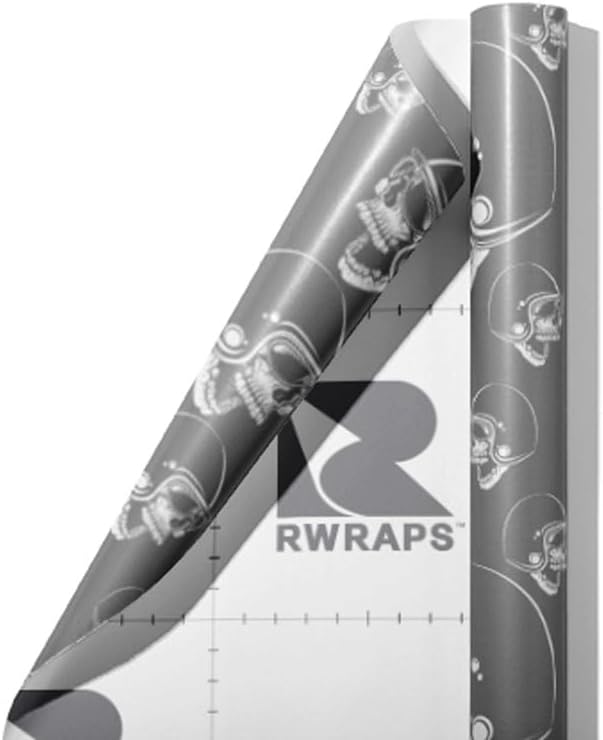 Rwraps Skull and Bones Racer Head Gloss Vinyl Film Wrap 59in x 24ft Vinyl Vehicle Car Film Sheet Roll