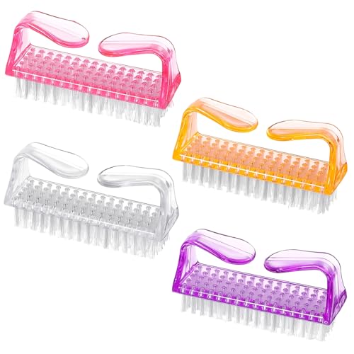 4Pcs Handle Grip Nail Brushes, Nail Brush for Cleaning Fingernails, Fingernail Brushes for Daily Use, Easy to Use Fingernail Scrub Brush for Women Men Nails and Toes